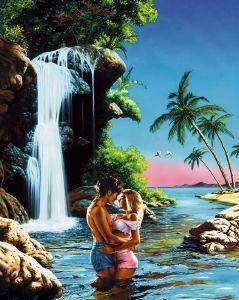 POSTER WATERFALL LOVERS 40.6 X 50.8 CM
