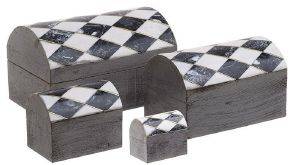 ������ INART WOOD/RESIN BOX WHITE/BLACK 4��� 15�10�9CM