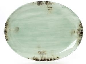  CRYSPO TRIO COUNTRY PLATTER  OVAL GREEN (38CM)