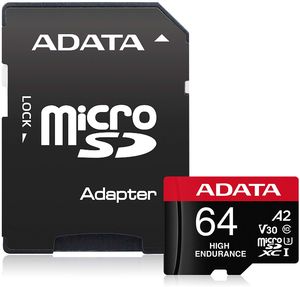 ADATA AUSDX64GUI3V30SHA2-RA1 HIGH ENDURANCE 64GB MICRO SDXC UHS-I U3 V30 A2