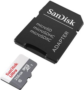 SANDISK SDSQUNR-256G-GN6TA ULTRA 256GB MICRO SDXC UHS-I CLASS 10 + SD ADAPTER