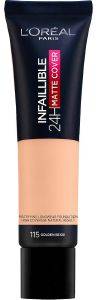 LOREAL PARIS INFALLIBLE 24H MATTE COVER LIQUID FOUNDATION 115 GOLDEN BEIGE