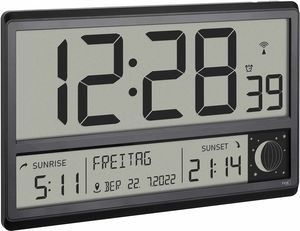 TFA 60.4524.01 BLACK DIGITAL XL WALL CLOCK