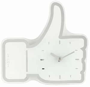 NEXTIME CLOCK 5185WI MINI THUMBS UP 20.5X21CM WALL WHITE/ SILVER