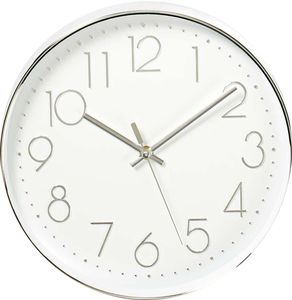 NEDIS CLWA015PC30SR CIRCULAR WALL CLOCK 30 CM DIAMETER WHITE & SILVER