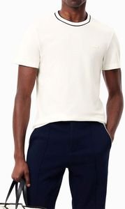T-SHIRT LACOSTE PIQUE STRIPE COLLAR TH8174 70V OFF WHITE