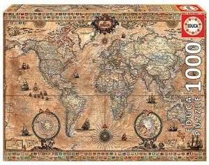 ANTIQUE WORLD MAP EDUCA 1000 ��������