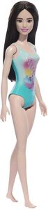 BARBIE: BEACH BLACK HAIR DOLL WEARING TROPICAL BLUE SWIMSUIT
