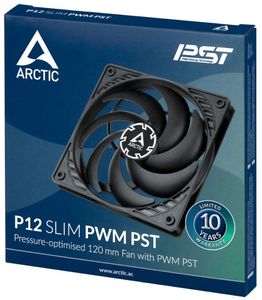 ARCTIC P12 SLIM PWM PST CASE FAN 120MM 4PIN BLACK/BLACK