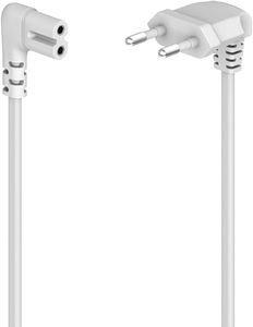 HAMA 221102 POWER CABLE, ANGLED BOTH SIDES, EURO PLUG, DOUBLE GROOVE/C7, 5 M, WHITE