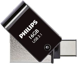 PHILIPS 2-IN-1 16GB USB 3.1 + TYPE-C OTG FLASH DRIVE MIDNIGHT BLACK FM16DC152B/00