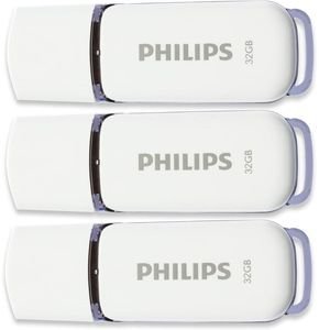 PHILIPS SNOW EDITION 32GB USB 2.0 FLASH DRIVE SHADOW GREY 3-PACK FM32FD70E/00