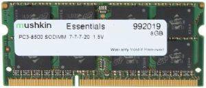 MUSHKIN 992019 8GB SO-DIMM DDR3 PC3-8500 1066MHZ ESSENTIALS SERIES