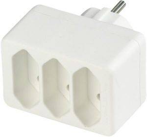 REV 3-WAY EURO PLUG ADAPTER WHITE