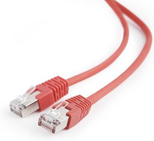 CABLEXPERT PP22-1M/R RED FTP PATCH CORD MOLDED STRAIN RELIEF 50U PLUGS 1M
