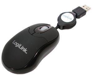 LOGILINK ID0016 OPTICAL NOTEBOOK MOUSE USB WITH RETRACTABLE CABLE 800DPI BLACK