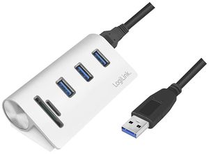 LOGILINK CR0045 USB 3.0 3-PORT HUB WITH CARD READER AND ALUMINUM CASING