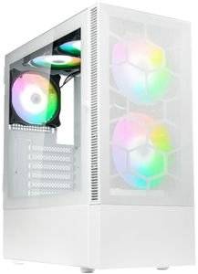 CASE KOLINK OBSERVATORY MX MESH ARGB MIDI TOWER CASE - WHITE WITH 5 ARGB FANS - 2X140MM & 3X120MM
