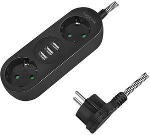 LOGILINK LPS262U SOCKET OUTLET 2-WAY + 3X USB-A 1.5M BLACK