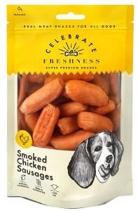 SNACK CELEBRATE GRAIN FREE SMOKED CHICKEN SAUSAGES 100GR