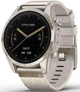  GARMIN EPIX PRO SAPPHIRE 42MM SOFT GOLD WITH CREAM HEATHERED NYLON