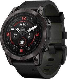  GARMIN EPIX PRO SAPPHIRE 47MM CARBON GRAY DLC TITANIUM WITH BLACK LEATHER