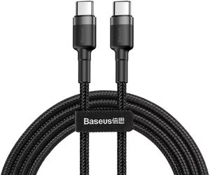 BASEUS CAFULE CABLE USB TYPE-C TO TYPE-C PD 2.0 QC 3.0 60W 1M GREY BLACK