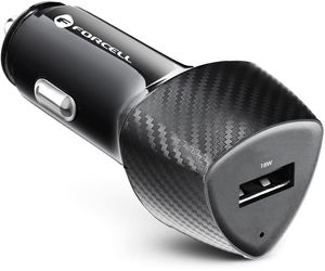 FORCELL CARBON CAR CHARGER USB QC 3.0 18W CC50-2A BLACK (TOTAL 18W)