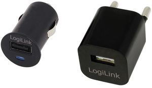 LOGILINK PA0076 USB TRAVEL CHARGER COMBO KIT 220V + 12V, AC 5V/1A, CAR 5V/1.5A