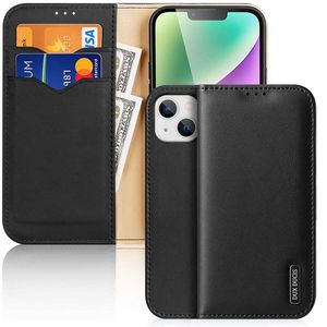 DUX DUCIS HIVO LEATHER WALLET CASE FOR APPLE IPHONE 15 PLUS BLACK