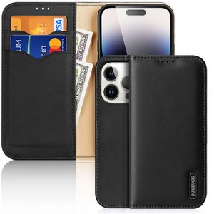 DUX DUCIS HIVO LEATHER WALLET CASE FOR APPLE IPHONE 15 PRO BLACK