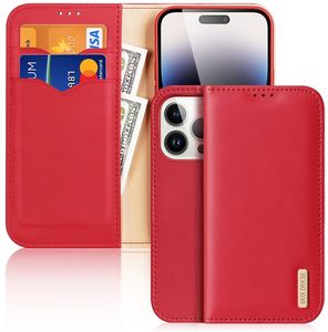 DUX DUCIS HIVO LEATHER WALLET CASE FOR APPLE IPHONE 15 PRO CZERWONE