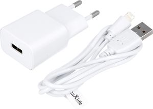 MAXLIFE UNIVERSAL TRAVEL CHARGER MXTC-01 USB 1A + 8-PIN CABLE WHITE