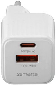 4SMARTS WALL CHARGER VOLTPLUG DUOS MINI PD 20W 2X USB + CABLE USB-TYPE-C 1.5M WHITE