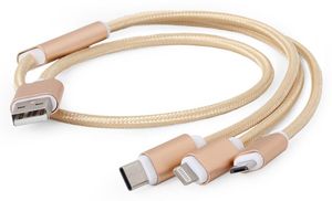 CABLEXPERT CC-USB2-AM31-1M-G USB 3-IN-1 CHARGING CABLE GOLD 1 M