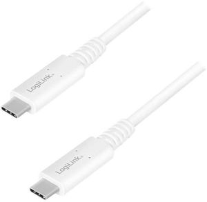 LOGILINK CU0180 USB 4 GEN 3 TYPE-C CABLE, C/M TO USB-C/M, PD, AV, WHITE, 0.8 M