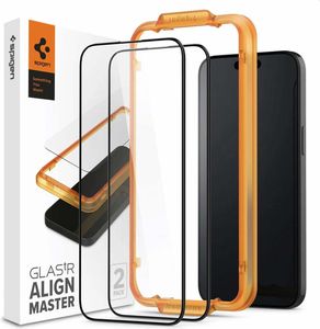 SPIGEN GLASS TR ALIGNMASTER 2 PACK FC BLACK FOR IPHONE 15