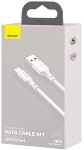 BASEUS SIMPLE WISDOM DATA CABLE KIT 2-PACK USB TO TYPE-C 40W 5A PD 1.5M WHITE 2 