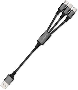 4SMARTS 3IN1 CABLE FORKCORD 20CM FABRIC BLACK