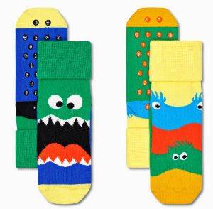  HAPPY SOCKS 2-PACK KIDS MONSTERS ANTI SLIP KMON19-0200 