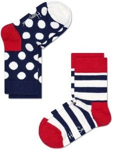  HAPPY SOCKS 2-PACK KIDS STRIPE SOCKS KSTR02-4000 / (EU:33-35)